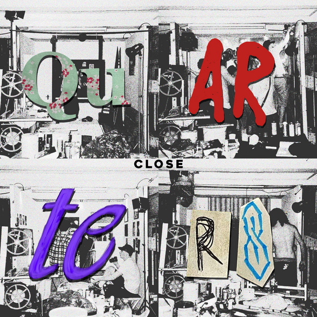 Close Quarters EP cover: cut-out ransom-note letters over a black and white photo of a cluttered room